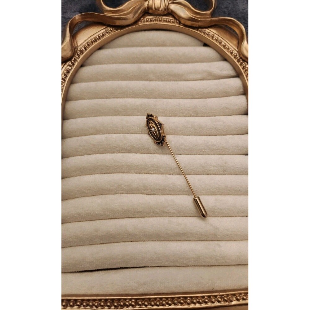 Vintage Avon Kensington Victorian Style Gold Tone Rhinestone Stick Pin